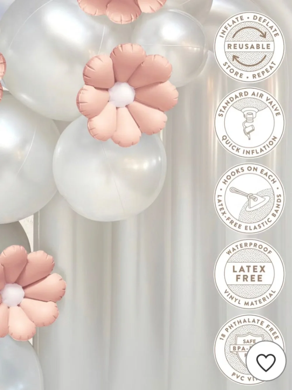 MINNIDIP 5ct Balloon Garland: Flower in Blush Matte FLOWERS ONLY NIB